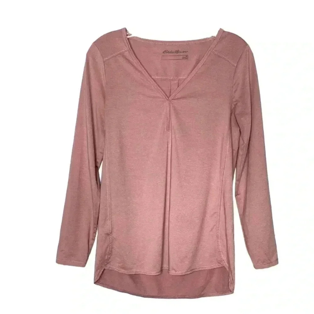 Eddie Bauer Women’s Lilac V Neck Long Sleeve Basic Top